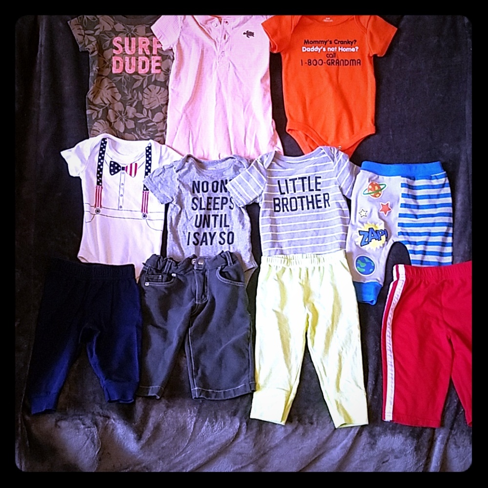 11 pieces of 6-9 month baby boy clothes